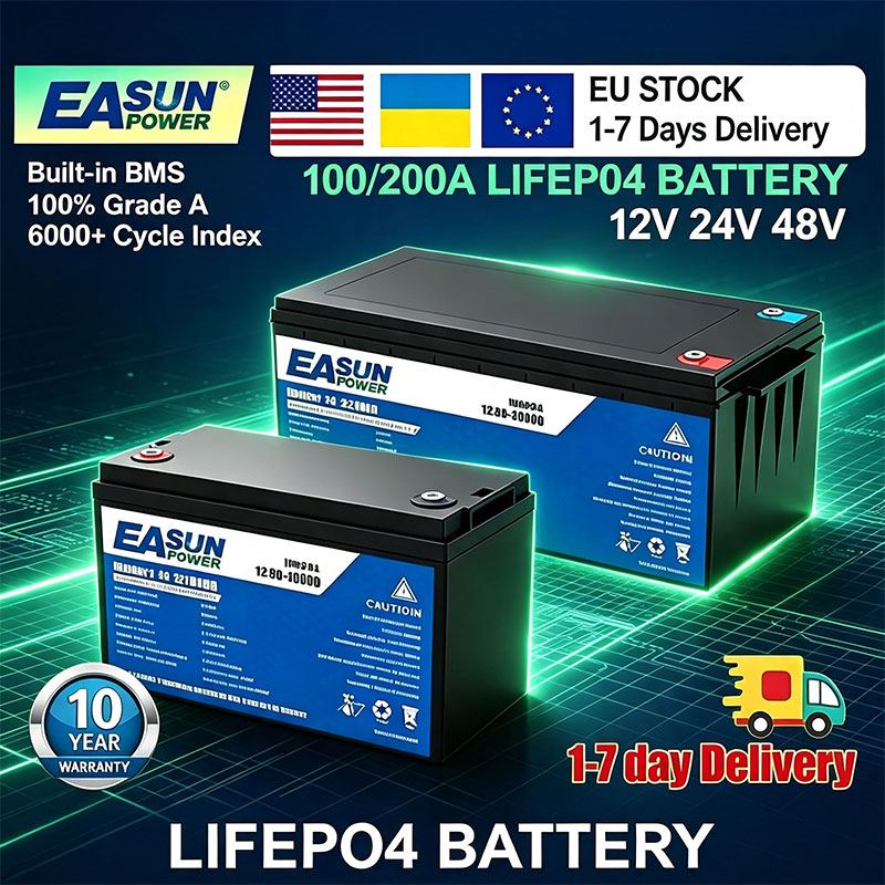 Grid Tie Inverter Limiter 2000W - Batteria EASUN POWER LiFePO4 100Ah 200Ah
