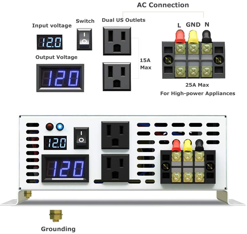 Inverter di potenza a onda sin - Inverter Pure Sine Wave 60Hz 120V 3000W recensione e prezzo